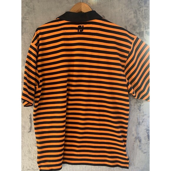 Footjoy Shirt Mens XL Golf Short Sleeve Polo Navy Orange Stripe Polo Rugby - Picture 4 of 8